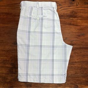 MEN'S PGA TOUR PRO SERIES PLAID GOLF SHORTS FLAT FRONT SIZE 38 & 9-3/4” INSEAM